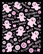 Pink Joyful Ghosts Repeating Pattern Rug