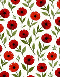 Crimson Poppy Floral Garden Rug
