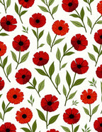 Crimson Poppy Floral Garden Rug