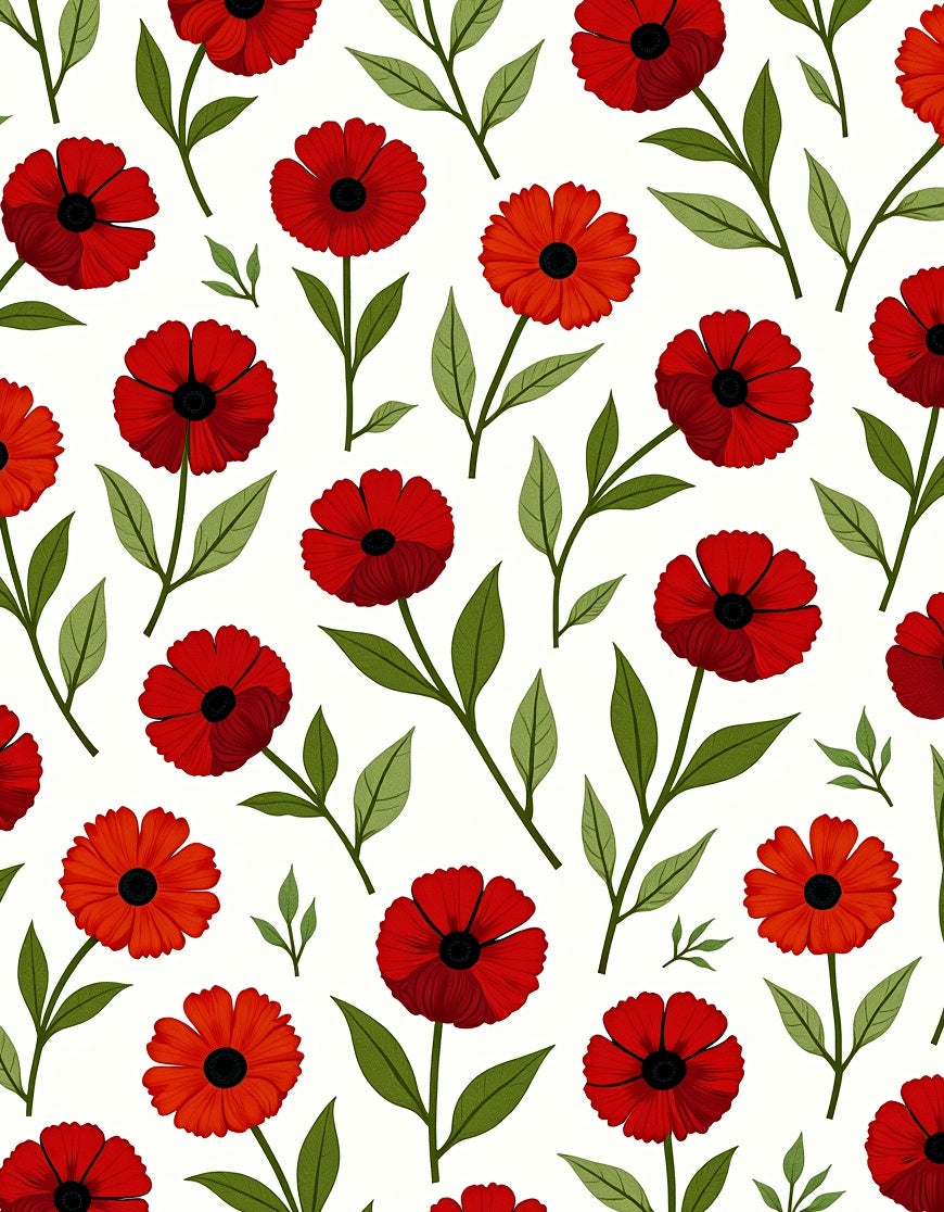 Crimson Poppy Floral Garden Rug