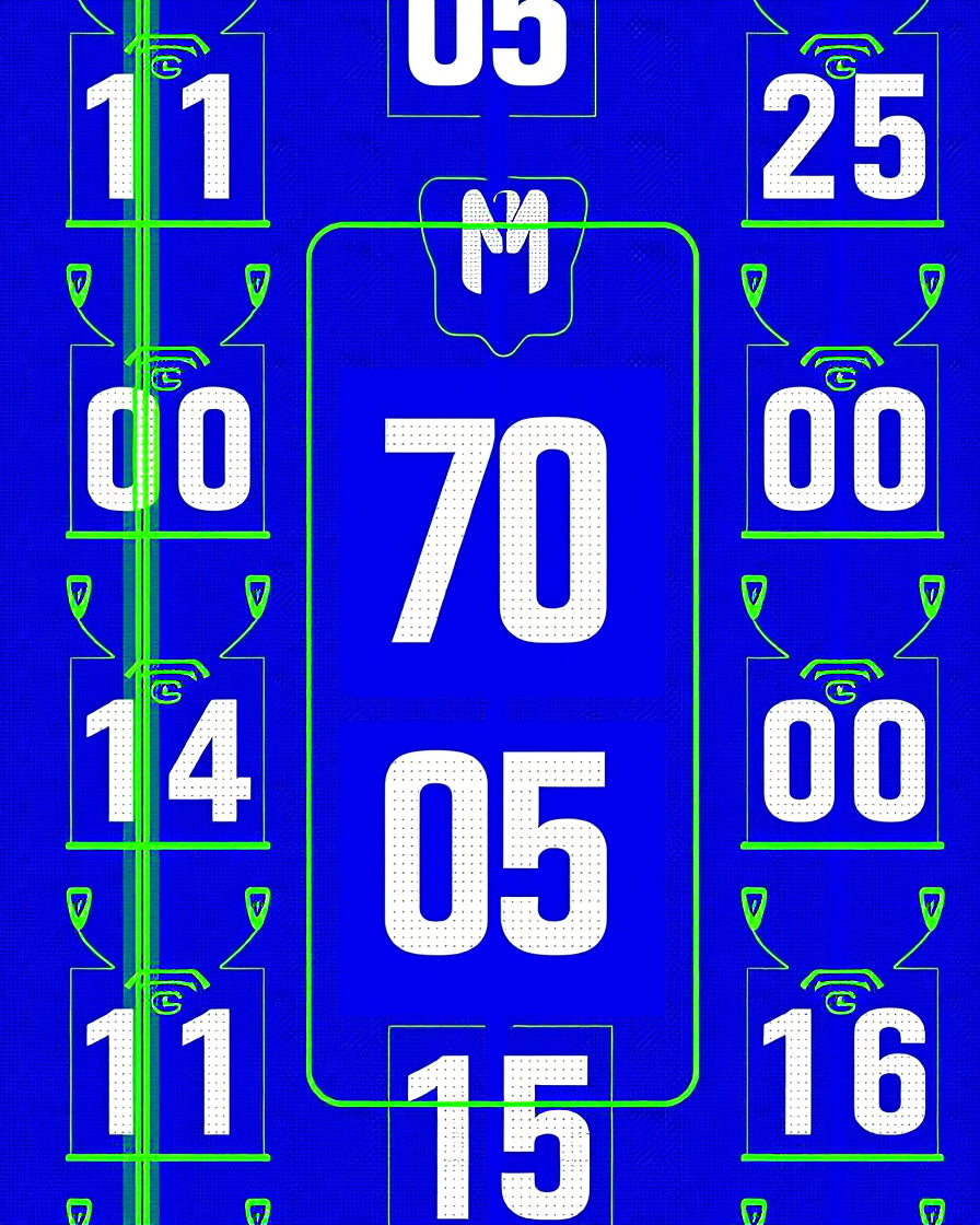 Bold Blue Number Collage Rug