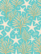 Coral Starfish Seaweed Aqua Rug
