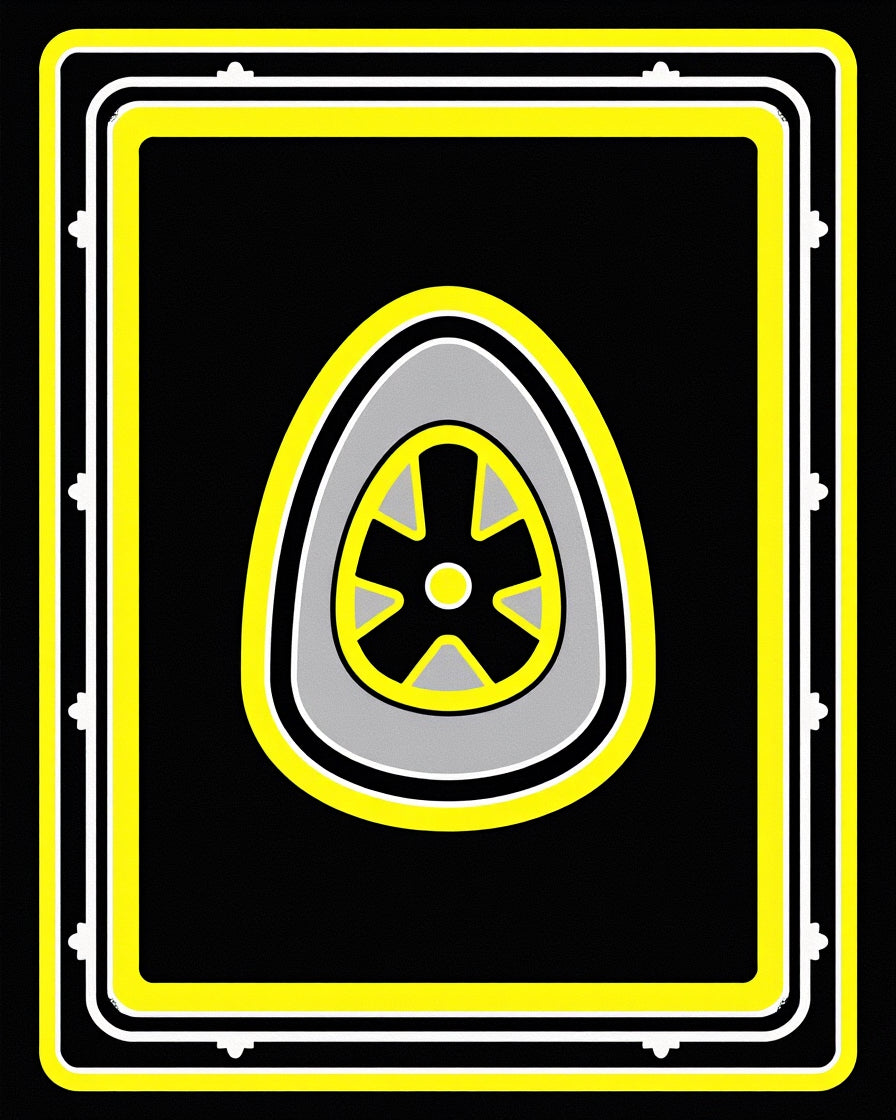 Bold Black Yellow Wheel Shape Rug