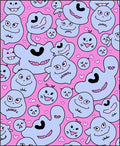 Pink Cute Blob Amorphous Characters Rug