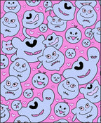 Pink Cute Blob Amorphous Characters Rug