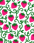 Vibrant Pink Strawberry Vine Swirls Rug