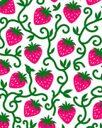 Vibrant Pink Strawberry Vine Swirls Rug