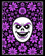 Spooky Purple Floral Face Area Rug
