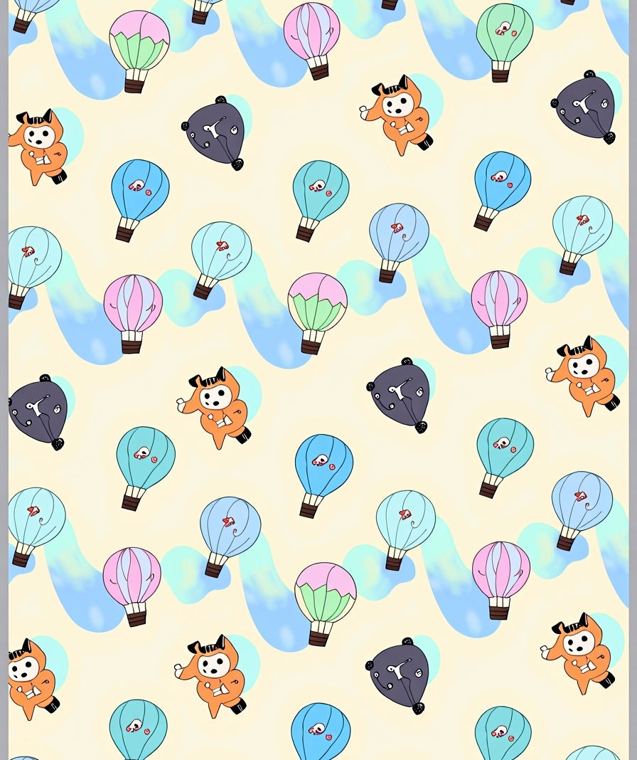 Playful Hot Air Balloons Whimsical Sky Rug