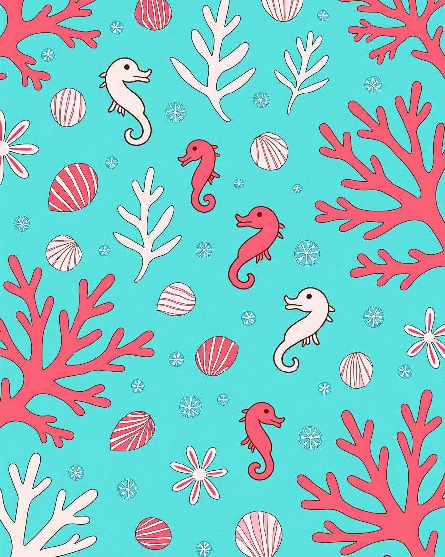 Coral Seahorse Ocean Life Rug