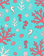 Coral Seahorse Ocean Life Rug