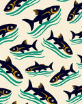Navy and Gold Schooling Fish Rug