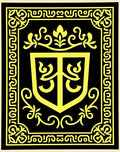 Bold Yellow Shield Ornamental Black Rug