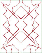 Red Wavy Geometric Diamond Rug