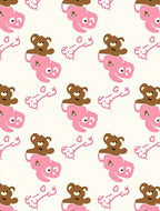 Pink Brown Teddy Bear Friends Whimsy Rug