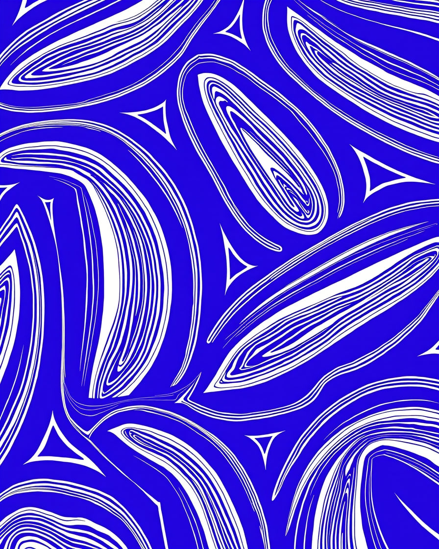 Electric Blue Swirls Triangles Rug