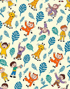 Whimsical Children and Giraffe Jungle Rug