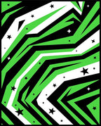 Lime Green Black White Starburst Rug