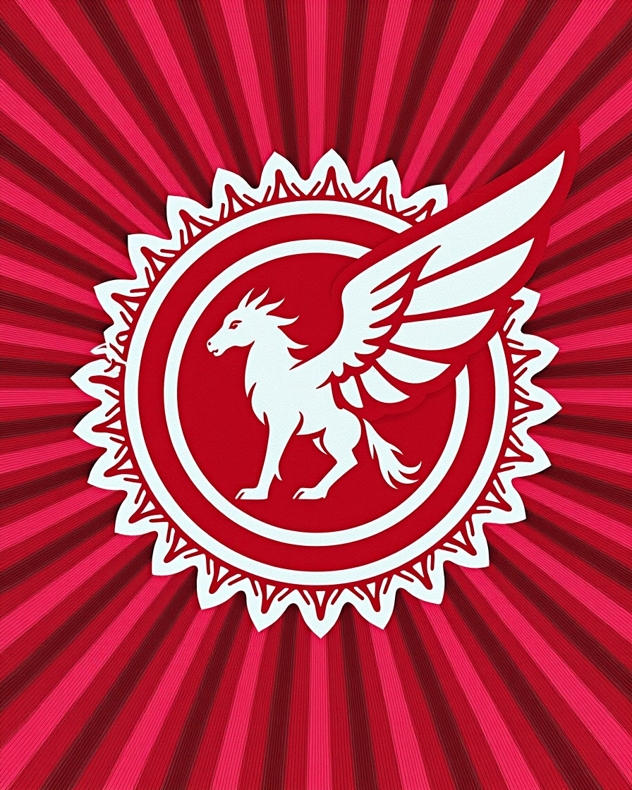 Crimson Griffin Sunburst Seal Rug