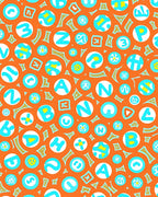 Alphabet Orange And Aqua Circles Rug