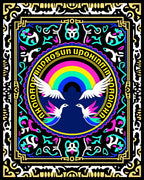 Vibrant Rainbow Dove Emblem Rug