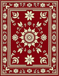 Crimson Floral Medallion Frame Rug