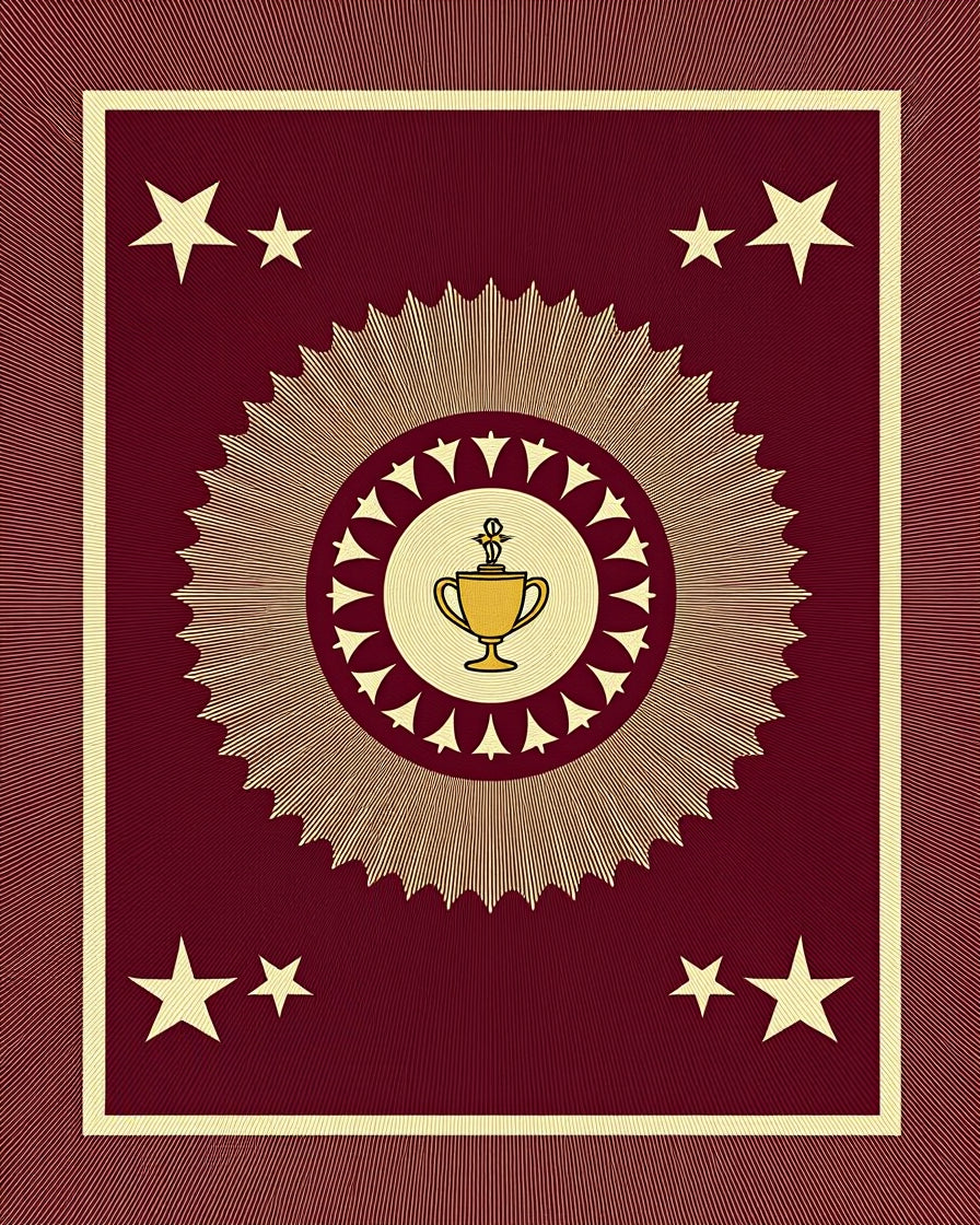 Crimson and Gold Trophy Sunburst Rug