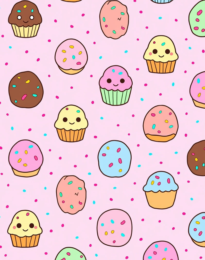 Kawaii Cupcake Sprinkle Background Rug