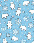 Cute Polar Bears Snowflakes Blue Background Rug