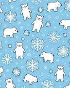 Cute Polar Bears Snowflakes Blue Background Rug