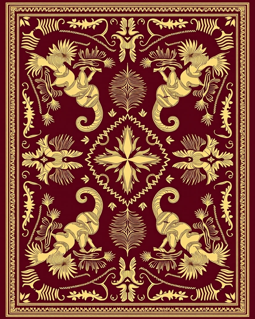 Crimson Gold Exotic Animal Rug