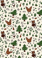 Forest Creatures and Pine Trees Rug