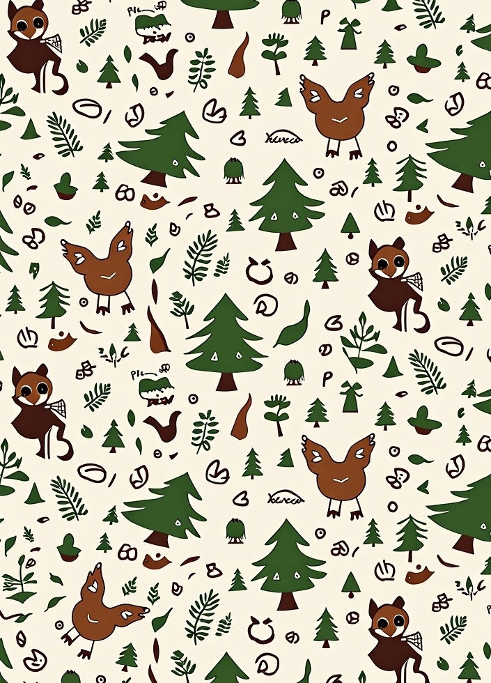Forest Creatures and Pine Trees Rug