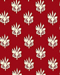 Crimson Cream Palm Leaf Repeat Rug
