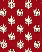 Crimson Cream Palm Leaf Repeat Rug