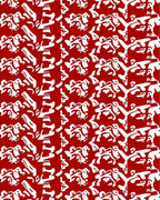 Crimson White Organic Abstract Forms Rug