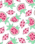 Pink Watermelon Slices Green Leaves Rug