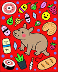 Playful Cartoon Critters and Food Medley Rug