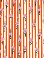 Pink Floral Cream Orange Stripes Rug
