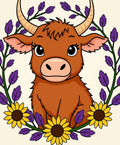 Cute Highland Cow With Sunflowers Rug