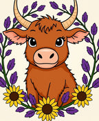 Cute Highland Cow With Sunflowers Rug