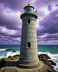 Coastal Stone Lighthouse Turquoise Waves Rug