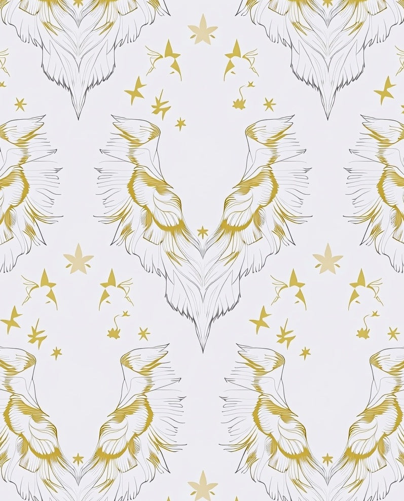 Golden Feather Winged Starburst Rug