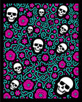 Pink Skull Floral Swirl Medallion Rug
