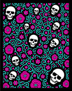 Pink Skull Floral Swirl Medallion Rug