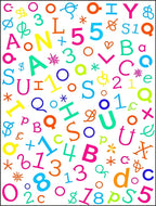 Vibrant Alphabetical Numeric Collage Rug