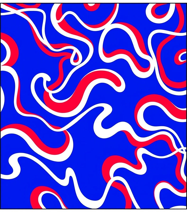 Vibrant Blue Red White Swirl Rug