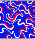 Vibrant Blue Red White Swirl Rug