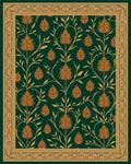 Emerald Green Gold Floral Vine Rug