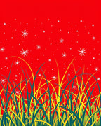 Crimson Field Starry Night Grass Rug